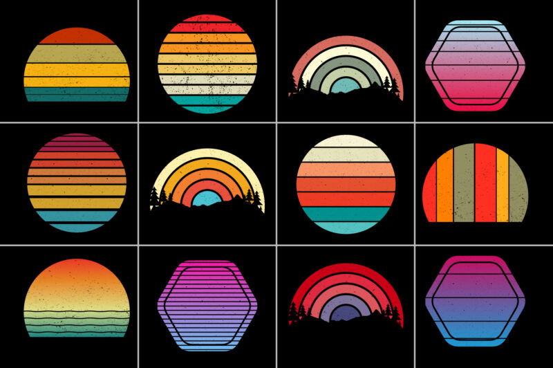 Retro Vintage Sunset Background for T-Shirt Design