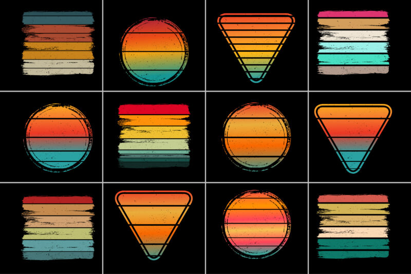 Sunset Colorful T-Shirt Background Bundle