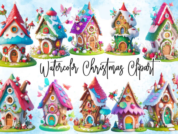 Watercolor christmas clipart bundle t shirt design for sale