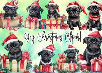 Watercolor Christmas Dog Clipart Bundle