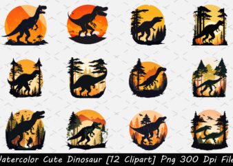 Watercolor Dinosaur Graphic 16 Clipart,