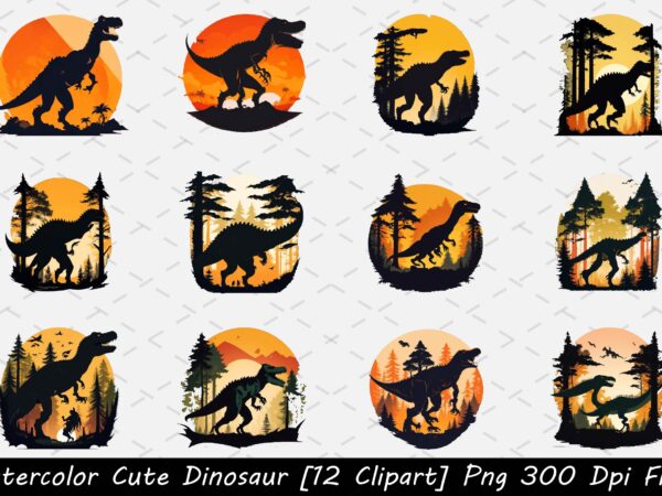 Watercolor dinosaur graphic 16 clipart,