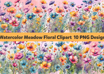 Watercolor Meadow Floral Clipart