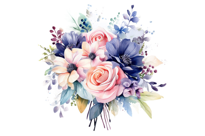 Wedding Flowers Bouquet Watercolor clipart