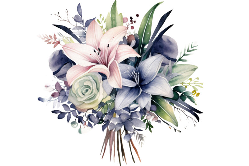 Wedding Flowers Bouquet Watercolor clipart
