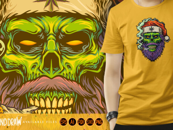 Zombie santa claus gets high cannabis christmas nightmare t shirt graphic design