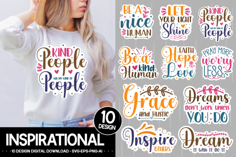 Motivational Sticker svg Bundle, Inspirational sticker bundle