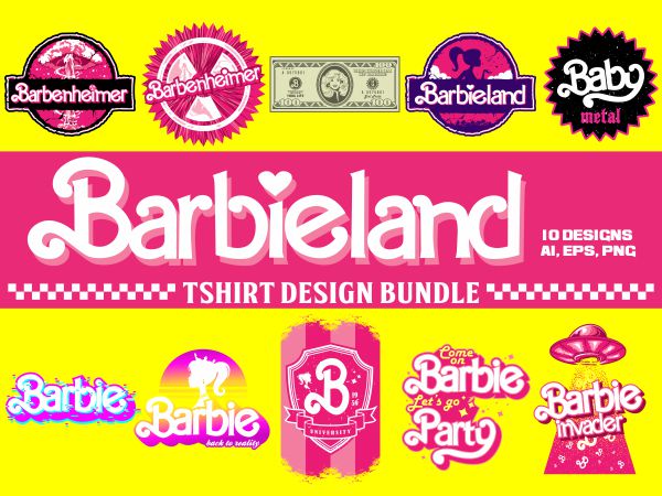 Barbieland tshirt design bundle illustration