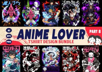 populer anime lover tshirt design bundle illustration part 8