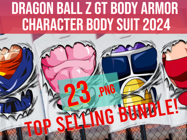 Dragon ball z gt body armor character anime manga otaku body suit muscles print on demand t shirt vector illustration