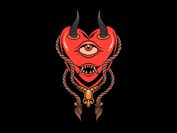 Devil heart t shirt vector illustration