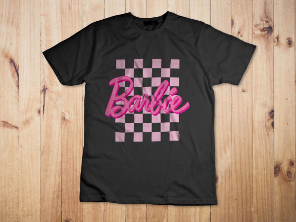 Barbie – barbie logo checkered background t-shirt design