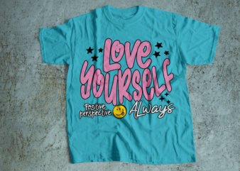 love yourself tshirt design retro 70/60s style design