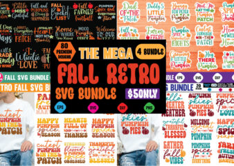 The Mega Fall Retro Svg Bundle fall design, fall, autumn, pumpkin, halloween, autumn design, fall leaves, thanksgiving, october, autumn leaves, spooky, leaves, leaf, fall colors, orange, cute, nature, season, ghost,