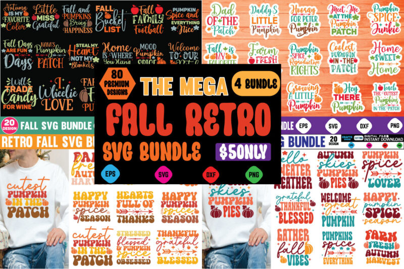 The Mega Fall Retro Svg Bundle fall design, fall, autumn, pumpkin, halloween, autumn design, fall leaves, thanksgiving, october, autumn leaves, spooky, leaves, leaf, fall colors, orange, cute, nature, season, ghost,