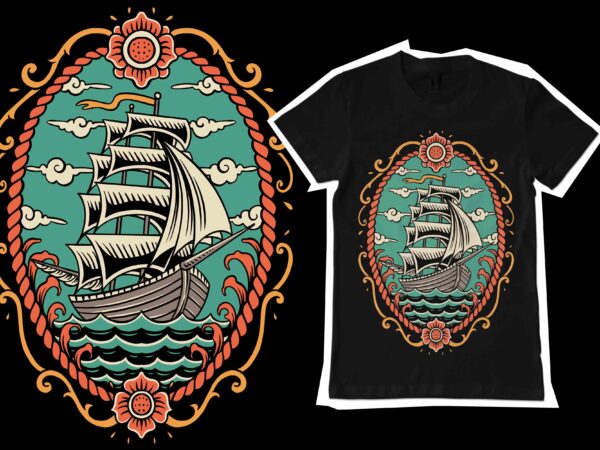 Old ship vintage design for tshirt