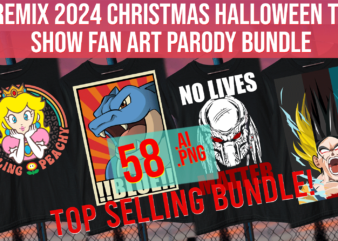 Remix 2024 Christmas Halloween TV show Fan Aart Parody Pokemon Mario DBZ Print on Demand Bundle t shirt design online