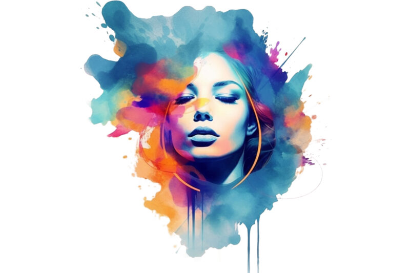 trendy watercolor girl graphic design