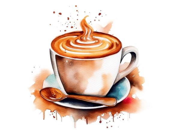 Watercolor coffee sublimation clipart t shirt design for sale