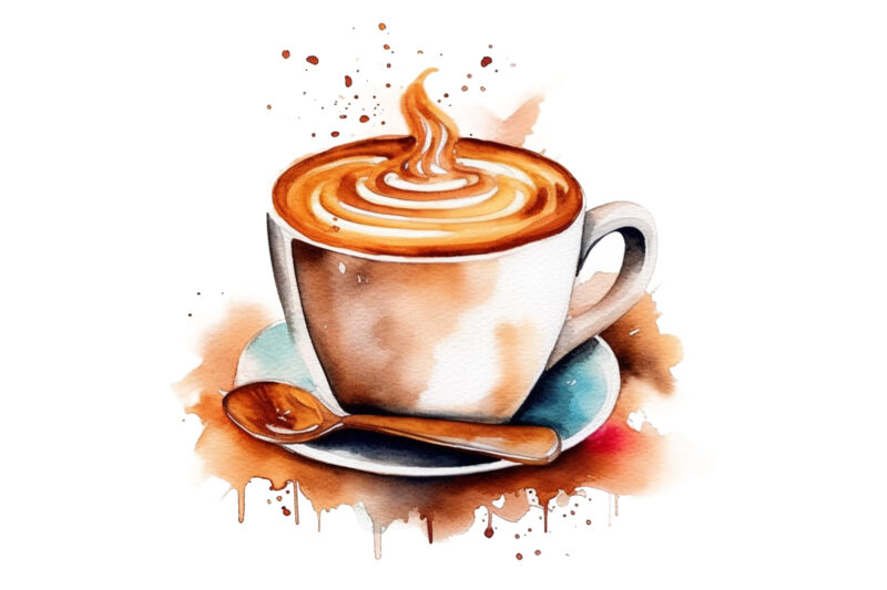 watercolor coffee sublimation clipart