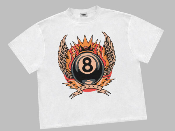Winged eight ball t shirt design for sale