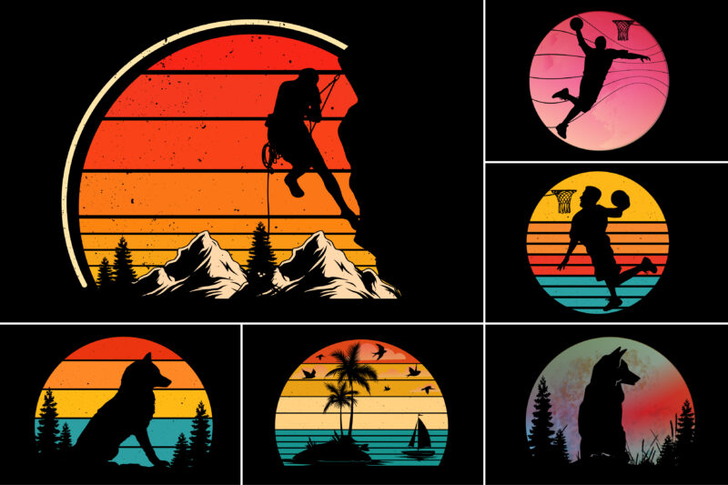 Sunset For T-Shirt Graphic Vector