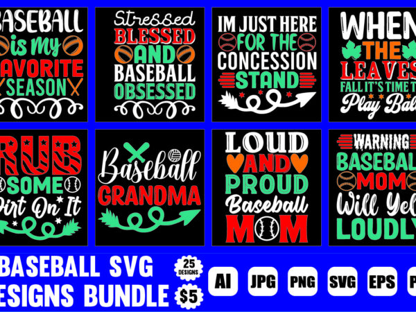 Baseball svg designs bundle