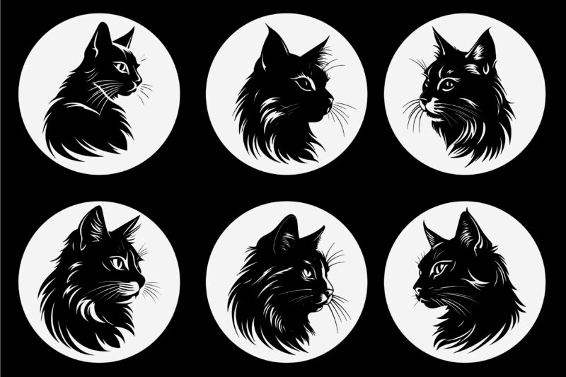 Cat Silhouette T-Shirt Vector Graphic
