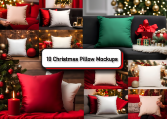 Cozy Christmas Pillow Mockup Bundle t shirt vector file