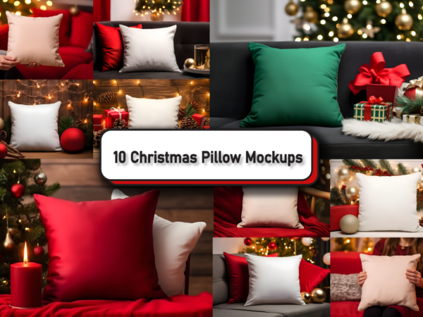 Cozy christmas pillow mockup bundle t shirt vector file