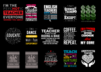 15 Teacher Shirt Designs Bundle For Commercial Use Part 1, Teacher T-shirt, Teacher png file, Teacher digital file, Teacher gift, Teacher download, Teacher design DBH