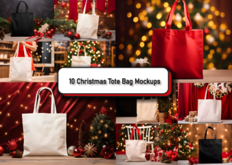 Cozy Christmas Tote Bag Mockup Bundle