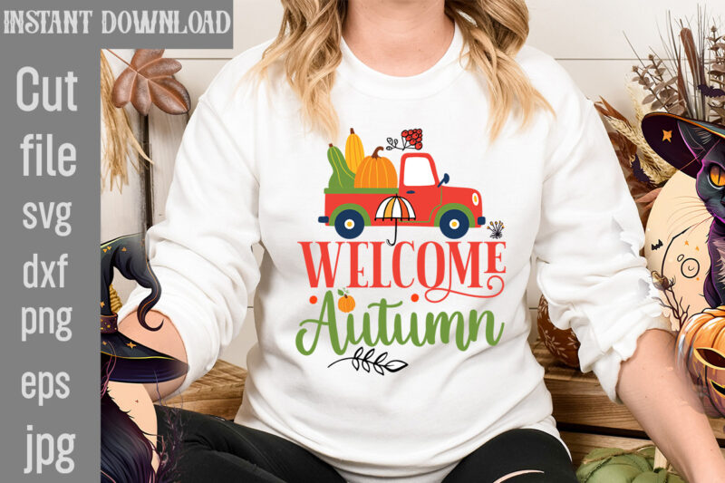 Welcome Autumn T-shirt Design,Autumn Breeze and Beautiful Leaves T-shirt Design,Fall T-Shirt Design Bundle,#Autumn T-Shirt Design Bundle, Autumn SVG Bundle,Fall SVG Cutting Files, Hello Fall T-Shirt Design, Hello Fall Vector T-Shirt