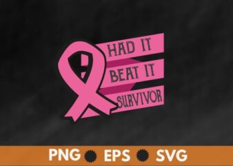 Breast Cancer I Had It I Beat It Survivor Pink Ribbon T-Shirt design vector, black women, afro girl, breast cancer,support breast cancer, Pink Ribbon, cancer awareness, survivors