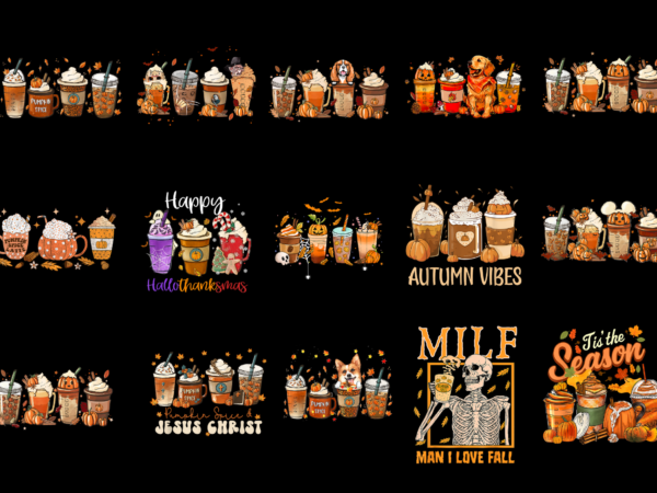 15 fall coffee latte shirt designs bundle for commercial use part 1, fall coffee latte t-shirt, fall coffee latte png file, fall coffee latte digital file, fall coffee latte gift,