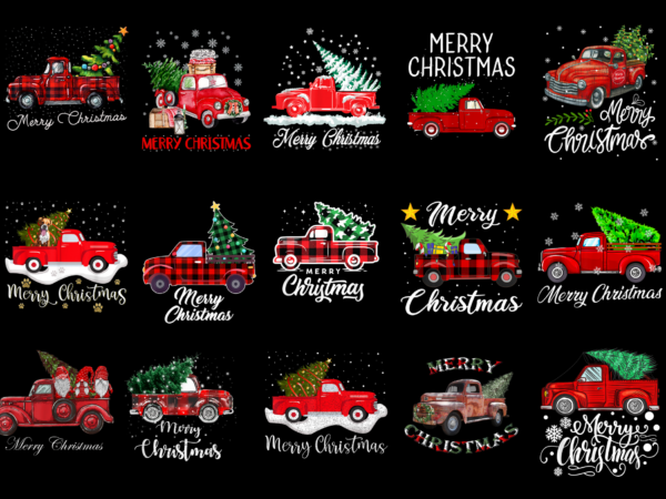 15 red truck christmas tree shirt designs bundle for commercial use part 1, red truck christmas tree t-shirt, red truck christmas tree png file, red truck christmas tree digital file,