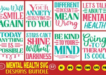 mental health svg designs bundle