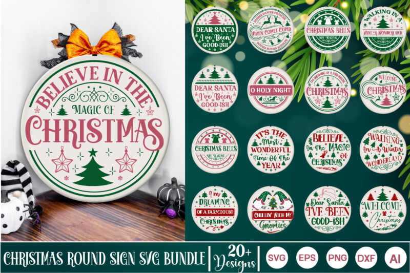 Christmas Round Sign SVG Bundle Poch Sing SVG, christmas porch sing svg, christmas porch svg, christmas porch svg, porch svg, long sing svg, santa porch sing svg,santa stop here, Christmas