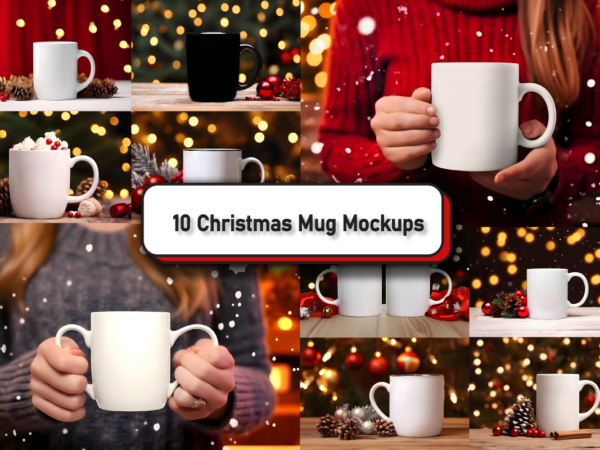 Cozy christmas mug mockup bundle t shirt vector file