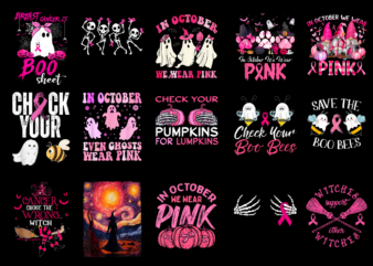 15 Breast Cancer Halloween Shirt Designs Bundle For Commercial Use Part 1, Breast Cancer Halloween T-shirt, Breast Cancer Halloween png file, Breast Cancer Halloween digital file, Breast Cancer Halloween gift,