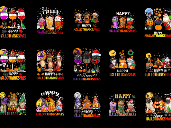 15 hallothanksmas shirt designs bundle for commercial use part 1, hallothanksmas t-shirt, hallothanksmas png file, hallothanksmas digital file, hallothanksmas gift, hallothanksmas download, hallothanksmas design amz