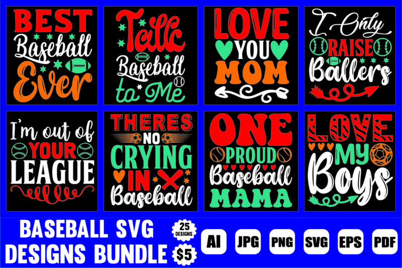 baseball svg designs bundle