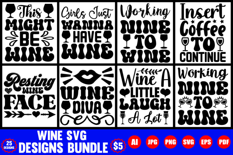 wine svg designs bundle