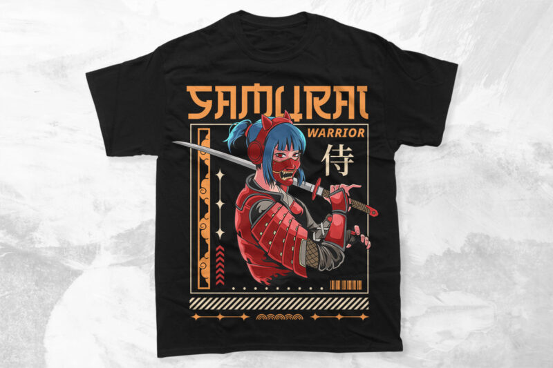 Japanese Samurai T-shirt Designs Vector Bundle, Samurai Warrior T shirt Designs, Samurai Vector Artwork Designs, Samurai Graphic T shirt
