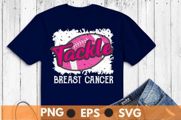 Tackle Football Pink Ribbon Breast Cancer Awareness T-Shirt design vector, black women, afro girl, breast cancer,support breast cancer, Pink Ribbon, cancer awareness, survivors