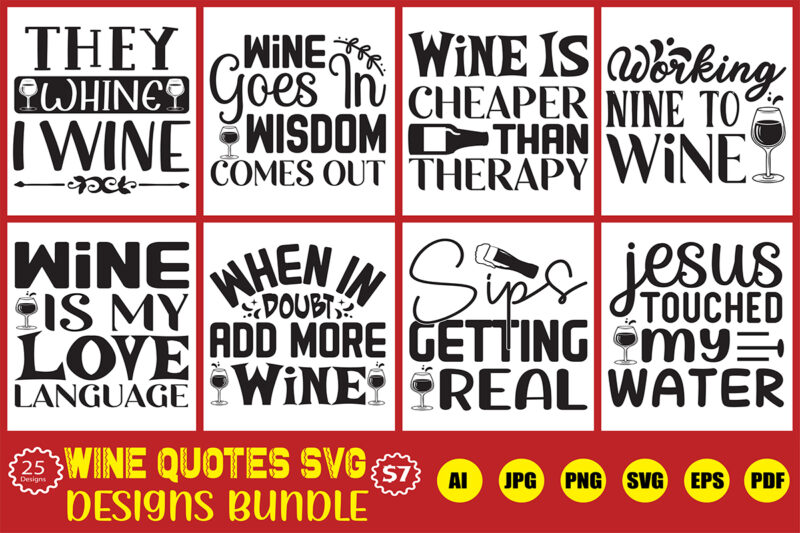wine quotes svg designs bundle