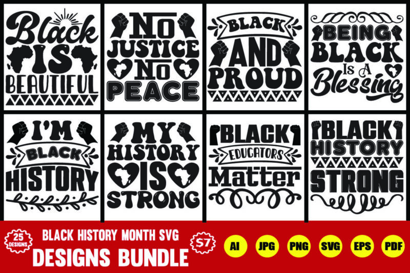 black history month svg designs bundle