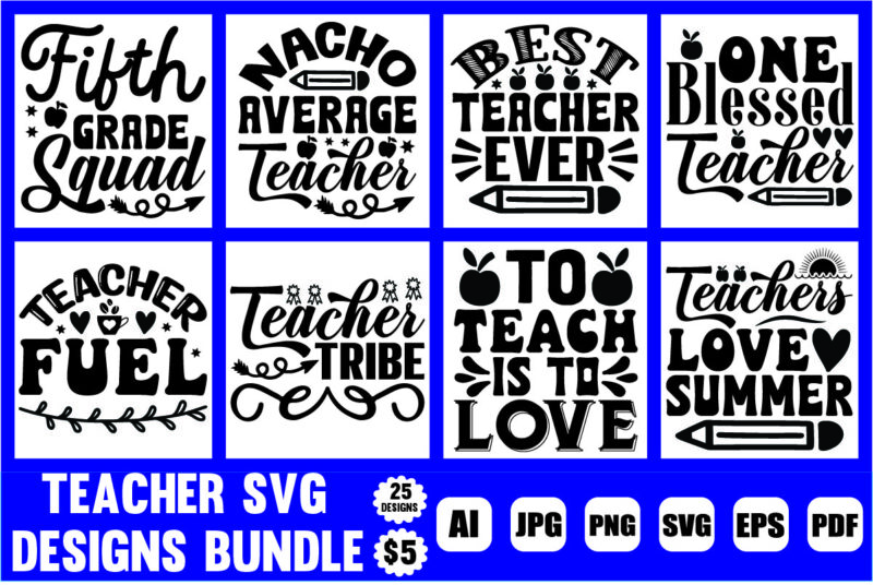 teacher svg designs bundle