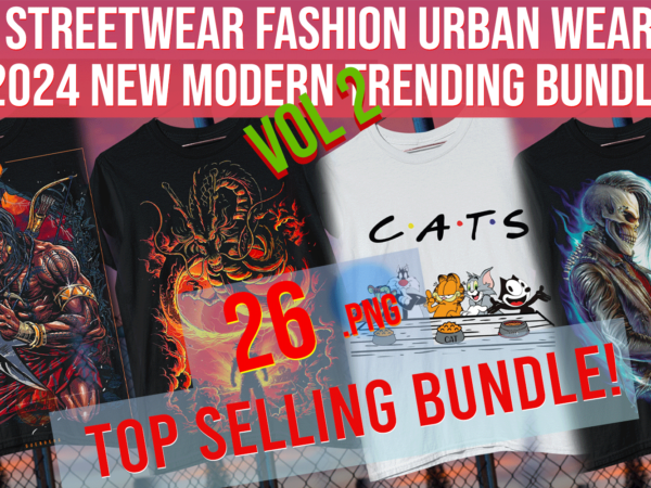 Streetwear fashion urban wear 2024 new modern trending bundle vol 2 t shirt template vector