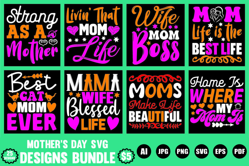 mother’s day svg designs bundle